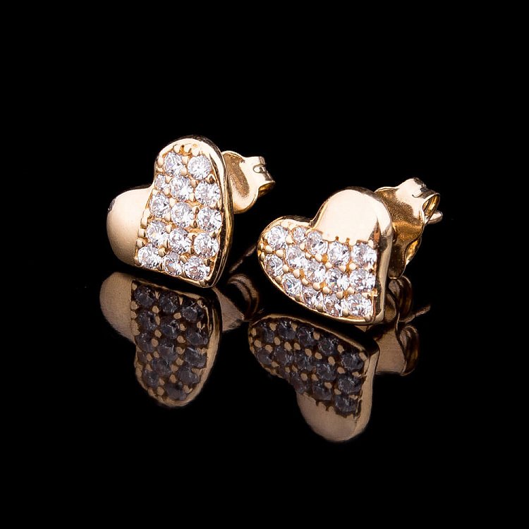 Золоті сережки-пусети з фіанітами с03508 від ювелірного магазину Онікс