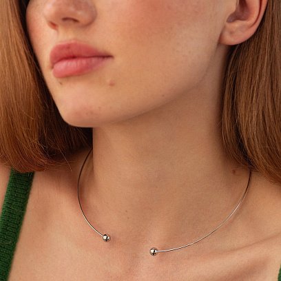 Кольє - чокер "Miley" (біле золото) з кульками кол02551 №4