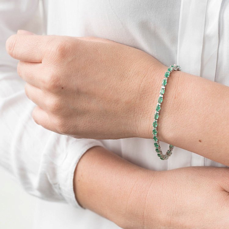 Золотий браслет (смарагд, діамант) бб0009gl від ювелірного магазину Онікс - 5