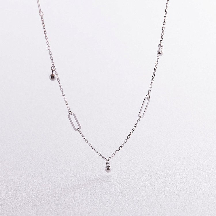 Колье с шариками в белом золоте кол02385 от ювелирного магазина Оникс