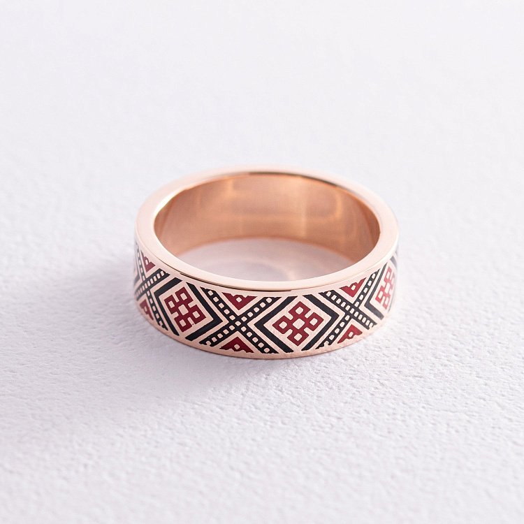 Золота обручка "Вишиванка" з емаллю 229732400 від ювелірного магазину Онікс - 5