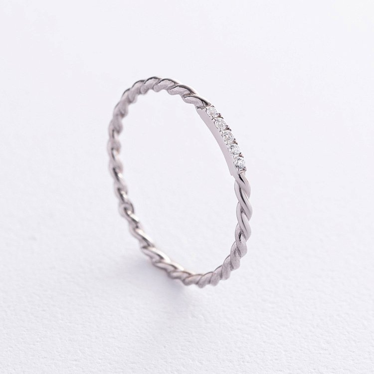 Каблучка "Мелоді" з фіанітами (срібло) 7051 від ювелірного магазину Онікс