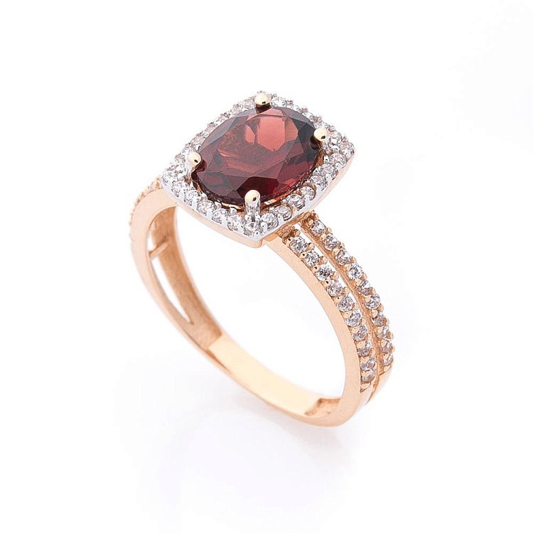 Золота каблучка (фіаніт, піроп) к05076 від ювелірного магазину Онікс