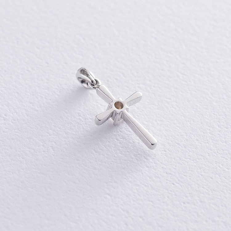 Золотий хрестик з діамантом пб0232ri від ювелірного магазину Онікс - 2