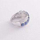 Золотое кольцо с синими сапфирами и бриллиантами R00771mi от ювелирного магазина Оникс - 2