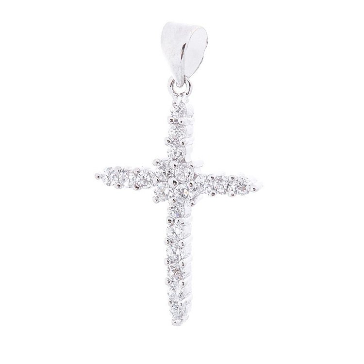 Серебряный крестик с фианитами 131998 Серебряный крестик с фианитами 131998 от ювелирного магазина Оникс