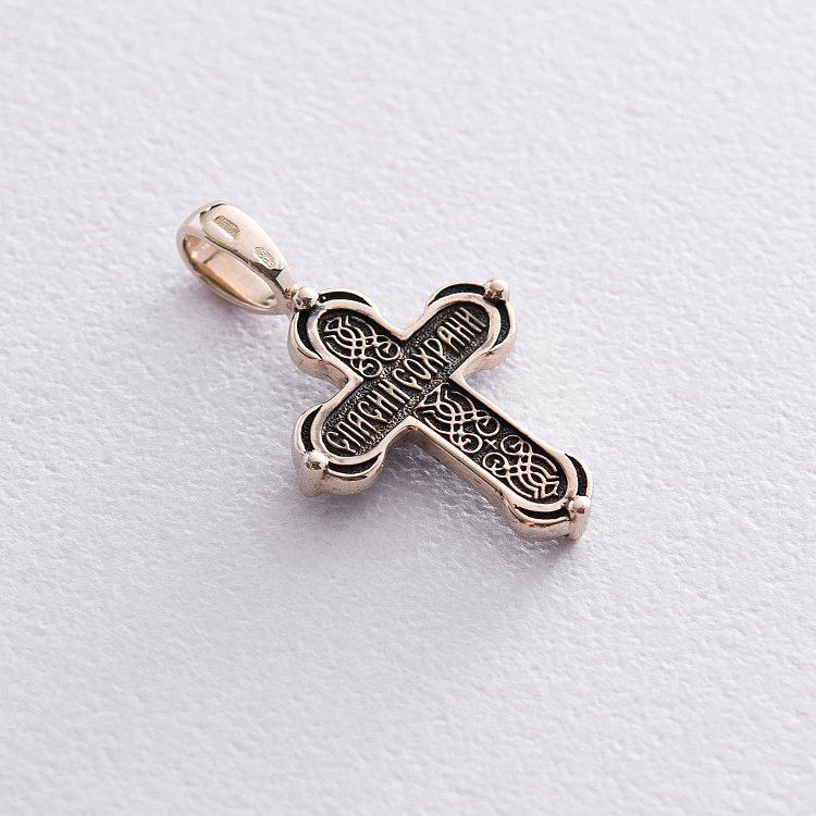 Золотий хрестик з чорнінням п03207 від ювелірного магазину Онікс - 1