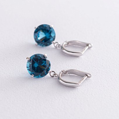 Золоті сережки "Захоплення" з синтетичним топазом Лондон с05285 №3