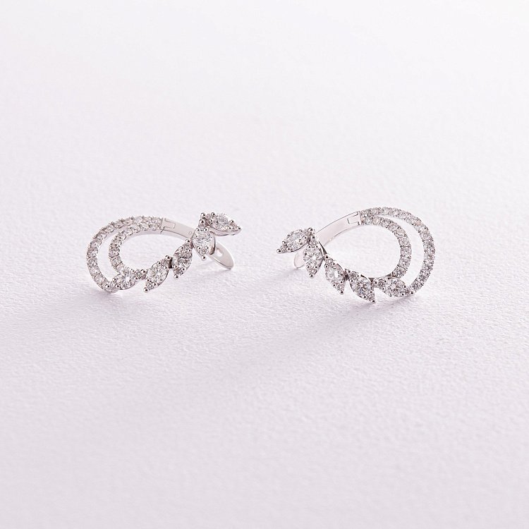 Золотые серьги "Капельки" с бриллиантами сб0412cha от ювелирного магазина Оникс - 1