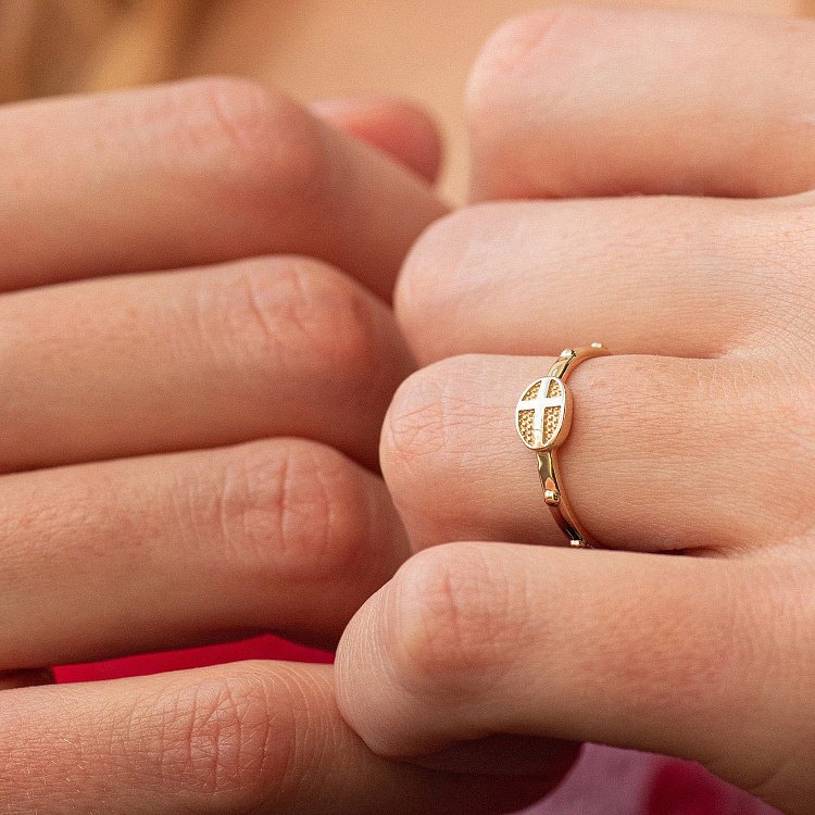 Каблучка "Розарій" у жовтому золоті к08017 від ювелірного магазину Онікс - 1