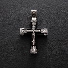 Срібний хрест "Розп'яття. Спаси та Збережи" з ебеновим деревом 981 от ювелирного магазина Оникс - 4