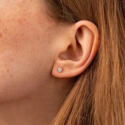 Моносережка з фіанітом (жовте золото) с09148 №2