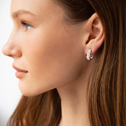 Золотые серьги "Колоски" с бриллиантами сб0594nl №2