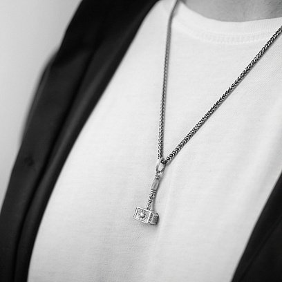 Серебряный кулон "Молот с коловратом и рунами" 133228 №4