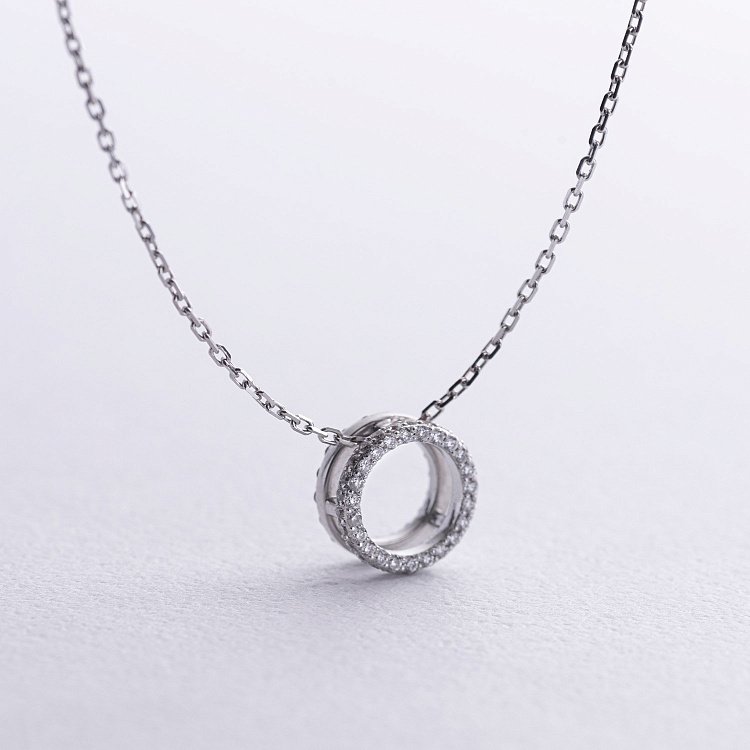 Золотое колье с черными и белыми бриллиантами 724841121 от ювелирного магазина Оникс - 2