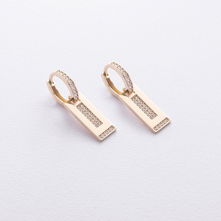 Сережки в жовтому золоті (фіаніти) с09226 від ювелірного магазину Онікс