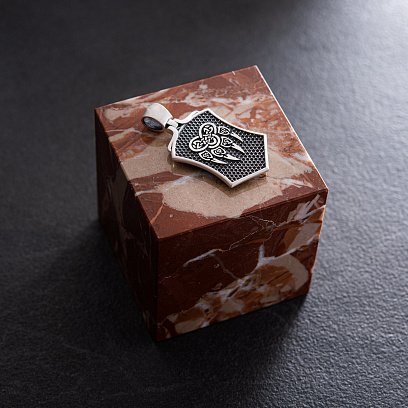 Серебряный кулон "Волк воет на луну" 376 №3