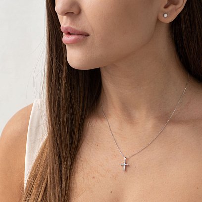 Золотой крестик с бриллиантами пб0148ri №2