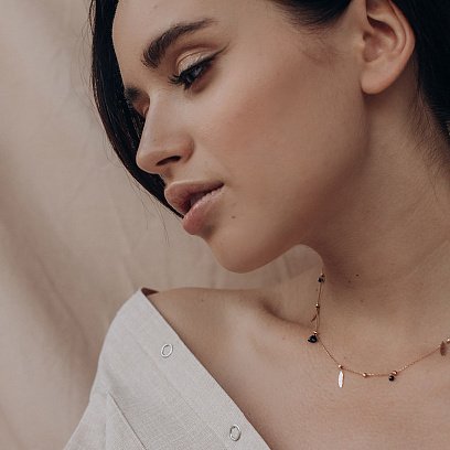 Золоте кольє "Пір'ячко" з фіанітами кол01505 №5