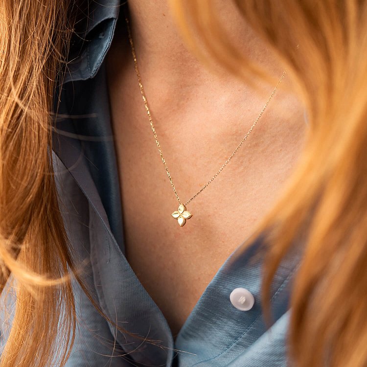 Колье "Клевер" в желтом золоте кол02437 от ювелирного магазина Оникс - 7