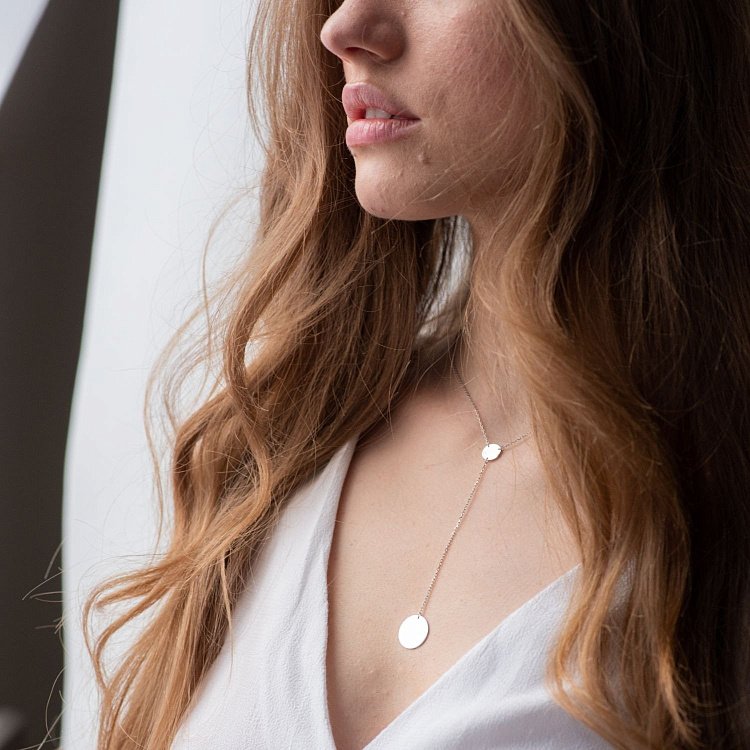 Срібне кольє "Монетки" (можливе гравіювання) 181005 від ювелірного магазину Онікс - 4