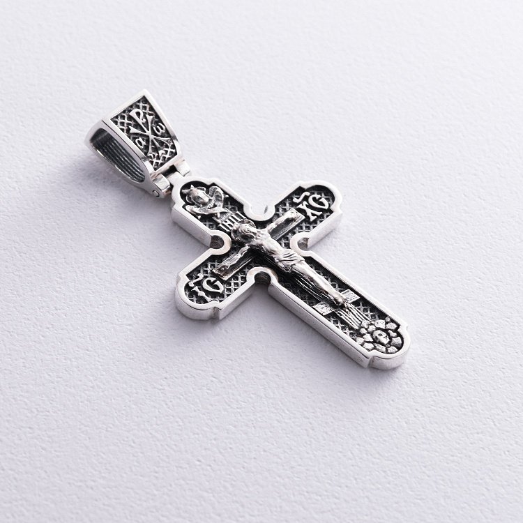 Срібний хрест "Розп'яття. Спаси і Збережи" кду-13 від ювелірного магазину Онікс - 5