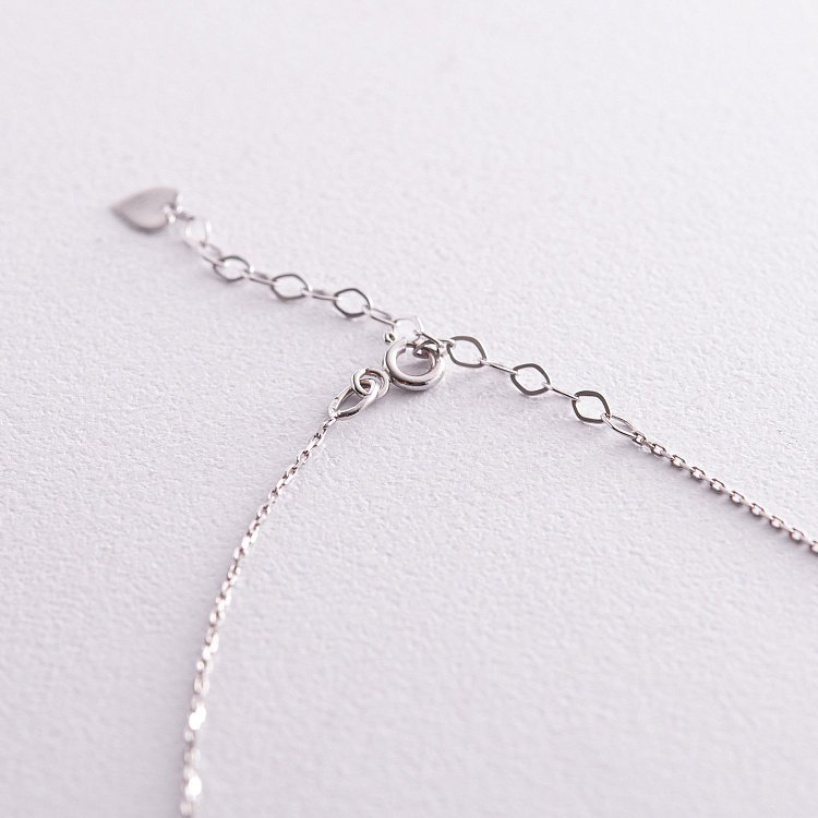 Кольє у білому золоті (зелені та білі фіаніти) кол02307 від ювелірного магазину Онікс - 5