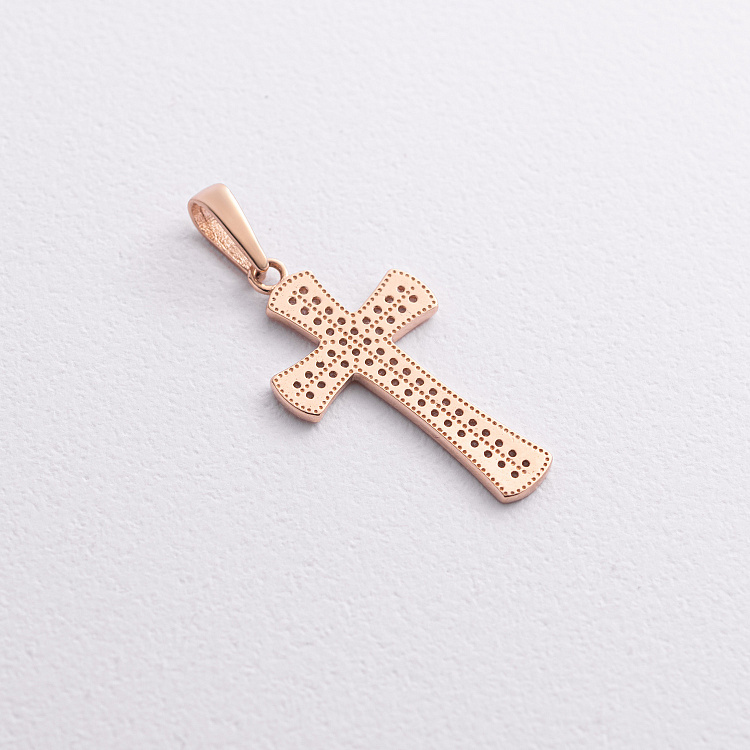 Крестик в красном золоте (фианиты) п04027 от ювелирного магазина Оникс - 1