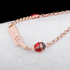 Золотой детский браслет "Божья коровка, Сердце" для гравировки б01945 от ювелирного магазина Оникс - 1