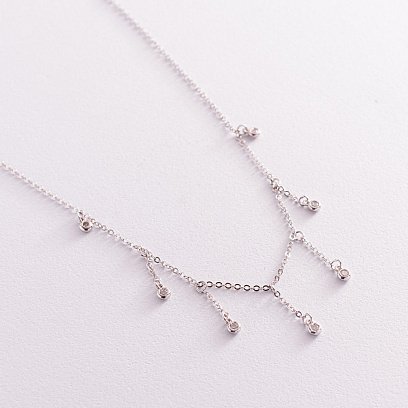 Серебряное колье "Капли" с фианитами 18666 №5