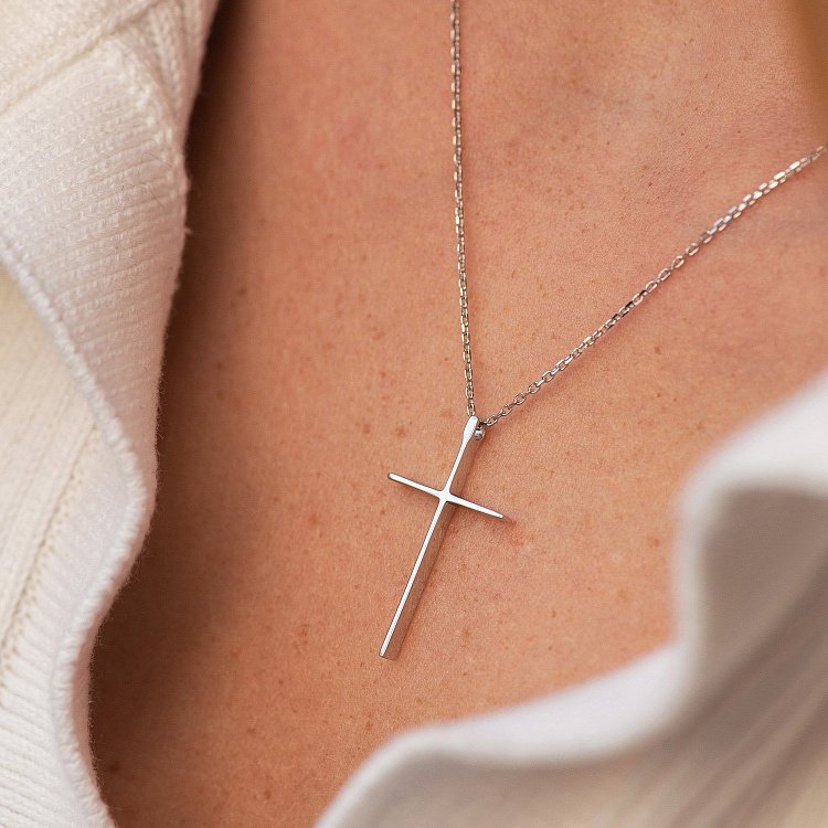 Кольє "Хрестик" в білому золоті кол01707 від ювелірного магазину Онікс - 4