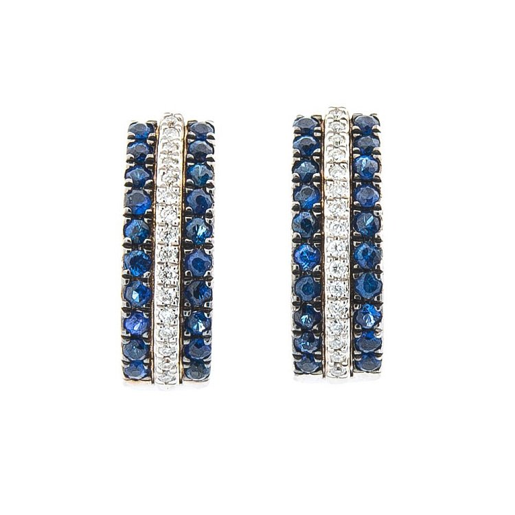 Золоті сережки (сапфір, діамант) сб02841 від ювелірного магазину Онікс - 1