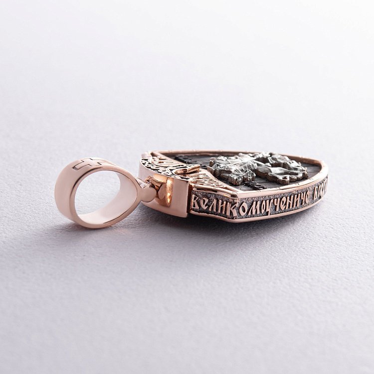 Золотий кулон "Св. Георгій Переможець" з ебеновим деревом 974з від ювелірного магазину Онікс - 6