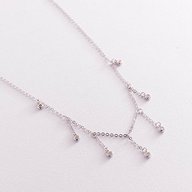 Серебряное колье "Капли" с фианитами 18666 от ювелирного магазина Оникс - 4