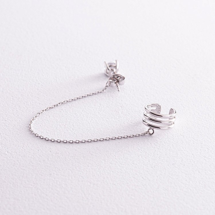 Сережки - каффа "Трініті" у білому золоті (фіаніт) с08043 від ювелірного магазину Онікс - 4