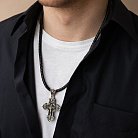 Чоловічий православний хрест "Розп'яття. Спаси та Збережи" з ебенового дерева та срібла 624 от ювелирного магазина Оникс - 4
