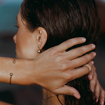 Жорсткий браслет "Кульки" (жовте золото) б05475 №12