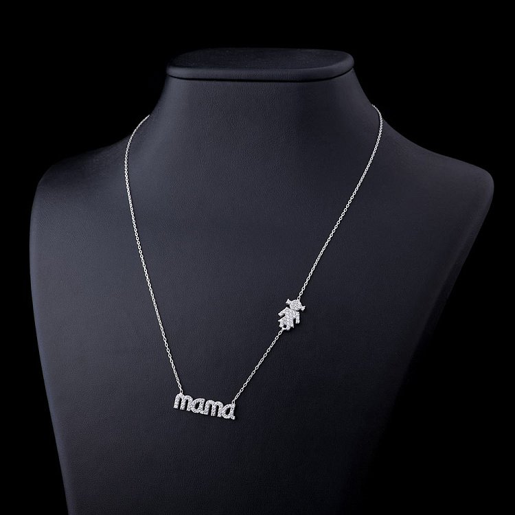 Срібне кольє "Мама" (фіаніти) 18458 від ювелірного магазину Онікс - 2