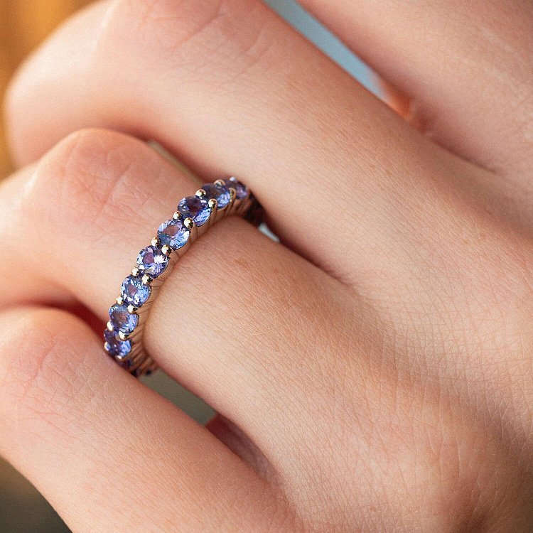 Золота каблучка з танзанітами кб0445gl від ювелірного магазину Онікс - 2