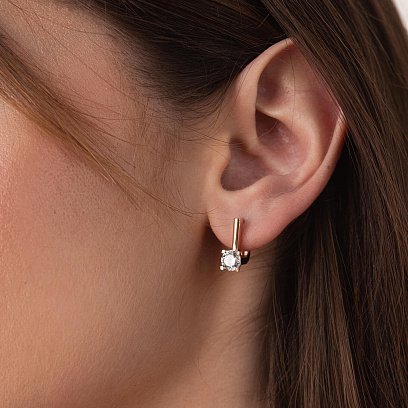 Золотые серьги с фианитами с07647 №4