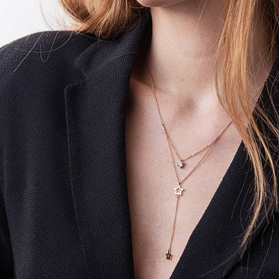 Золоте кольє - краватка "Зірочки" з фіанітами кол02097 №4