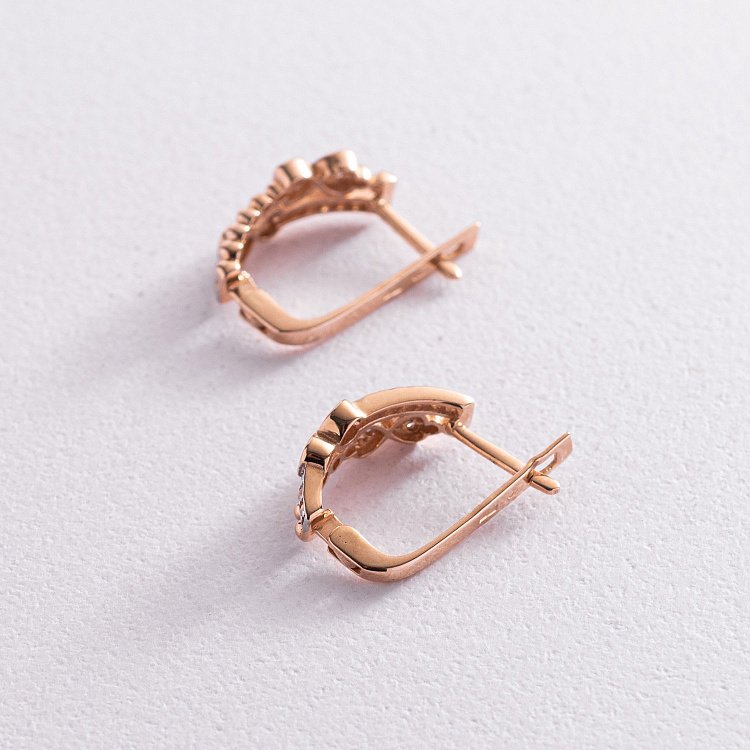 Золоті сережки "Бантики" з фіанітами с04910 від ювелірного магазину Онікс - 2