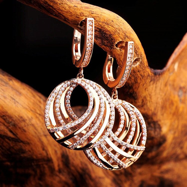 Золоті жіночі сережки з камінням с02257 від ювелірного магазину Онікс - 4