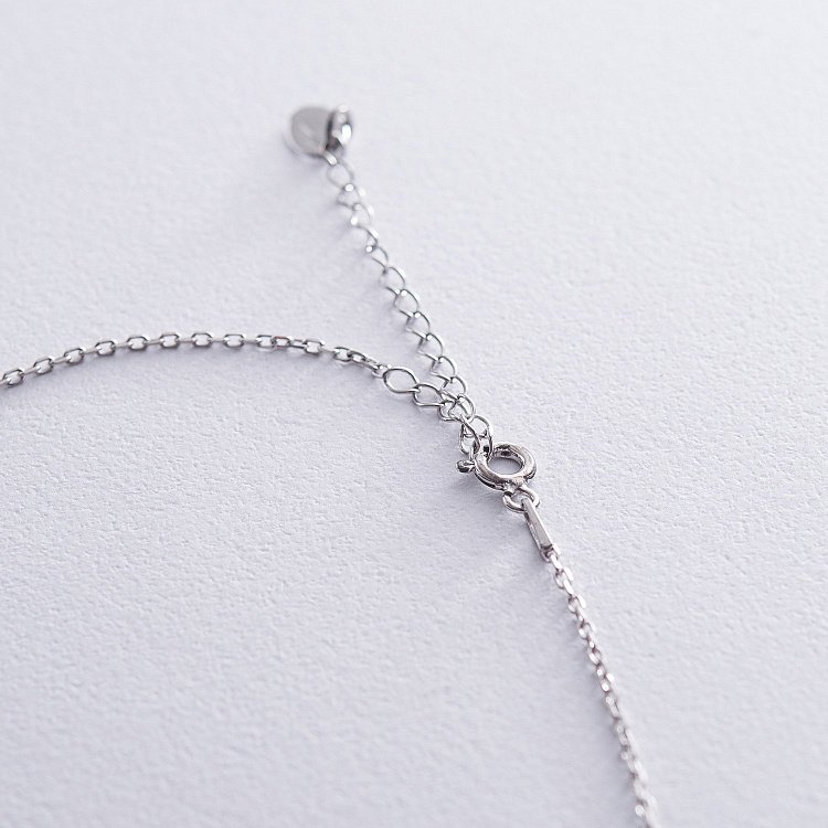 Серебряное колье Клевера с фианитами 18875 от ювелирного магазина Оникс - 3