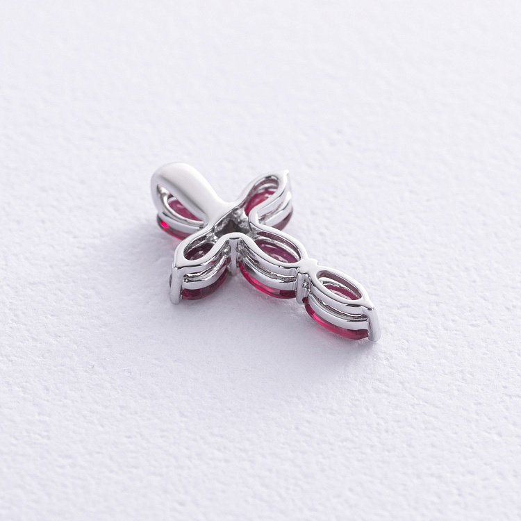 Золотой крестик с рубинами и бриллиантами пб0322nl от ювелирного магазина Оникс - 2