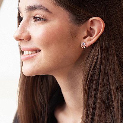 Сережки - пусети "Ейпріл" з топазами (жовте золото) с08225 №3