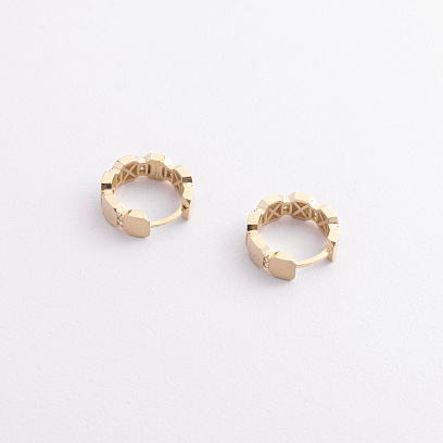 Сережки - кільця "Claudia" в жовтому золоті (фіаніти) с09296 №2