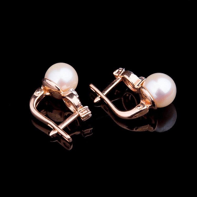 Золотые серьги с жемчугом с465 от ювелирного магазина Оникс - 1