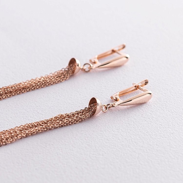 Золоті висячі сережки "Дощ" 480051 від ювелірного магазину Онікс - 6