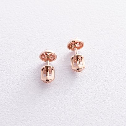 Сережки - пусети з фіанітами (червоне золото) с01414 №4